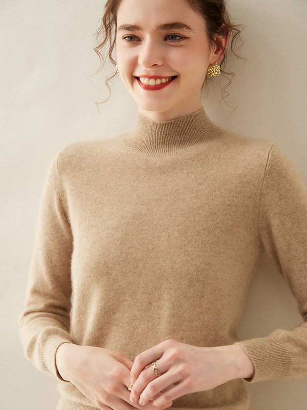 2024 New Winter and Autumn Cashmere Sweater for Women, Half-Turtleneck, Solid Color, Simple Knit, Warm Base Layer, Slim Fit Inner Wear 2024 New Winter and Autumn Cashmere Sweater for Women, Half-Turtleneck, Solid Color, Simple Knit, Warm Base Layer, Slim Fit Inner Wear