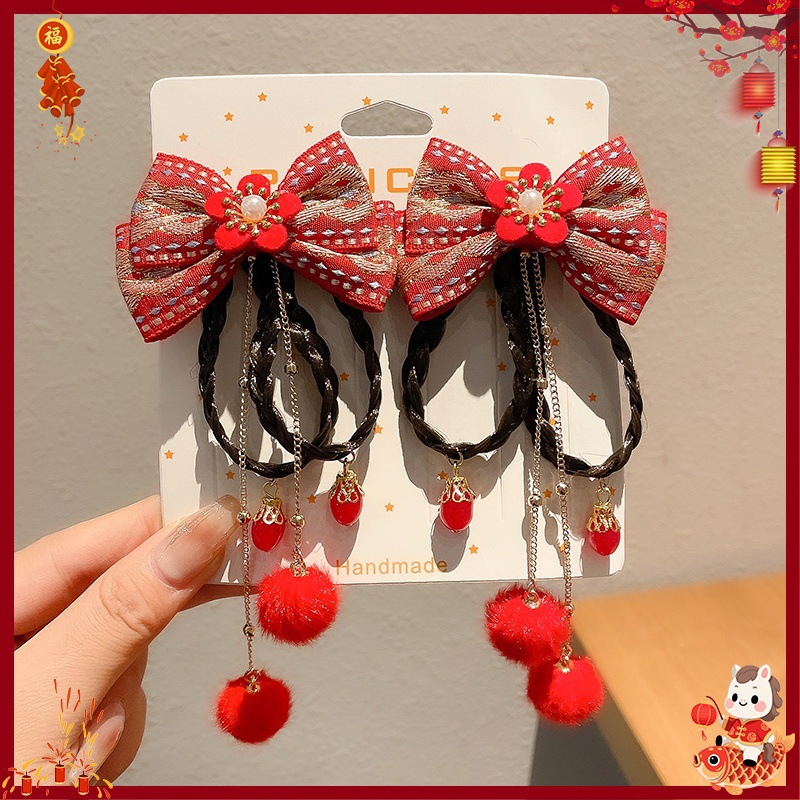 Horquilla Infantil con Borlas Chinas Hecha a Mano para Año Nuevo y Hanfu