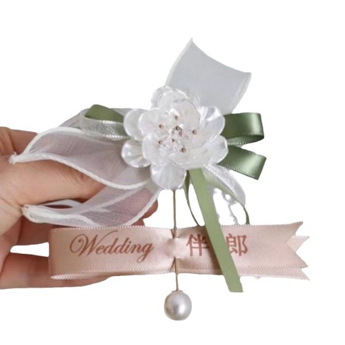 Forest style small fresh pearl elastic wedding bracelet bridesmaid wrist flower sister group hand flower event sign-in logo