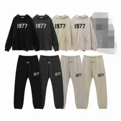 2025 New Fog 1977 Flocking Printed Digital High Street European and American Sweatshirts Loose Casual Pants Men's and Women's Suits