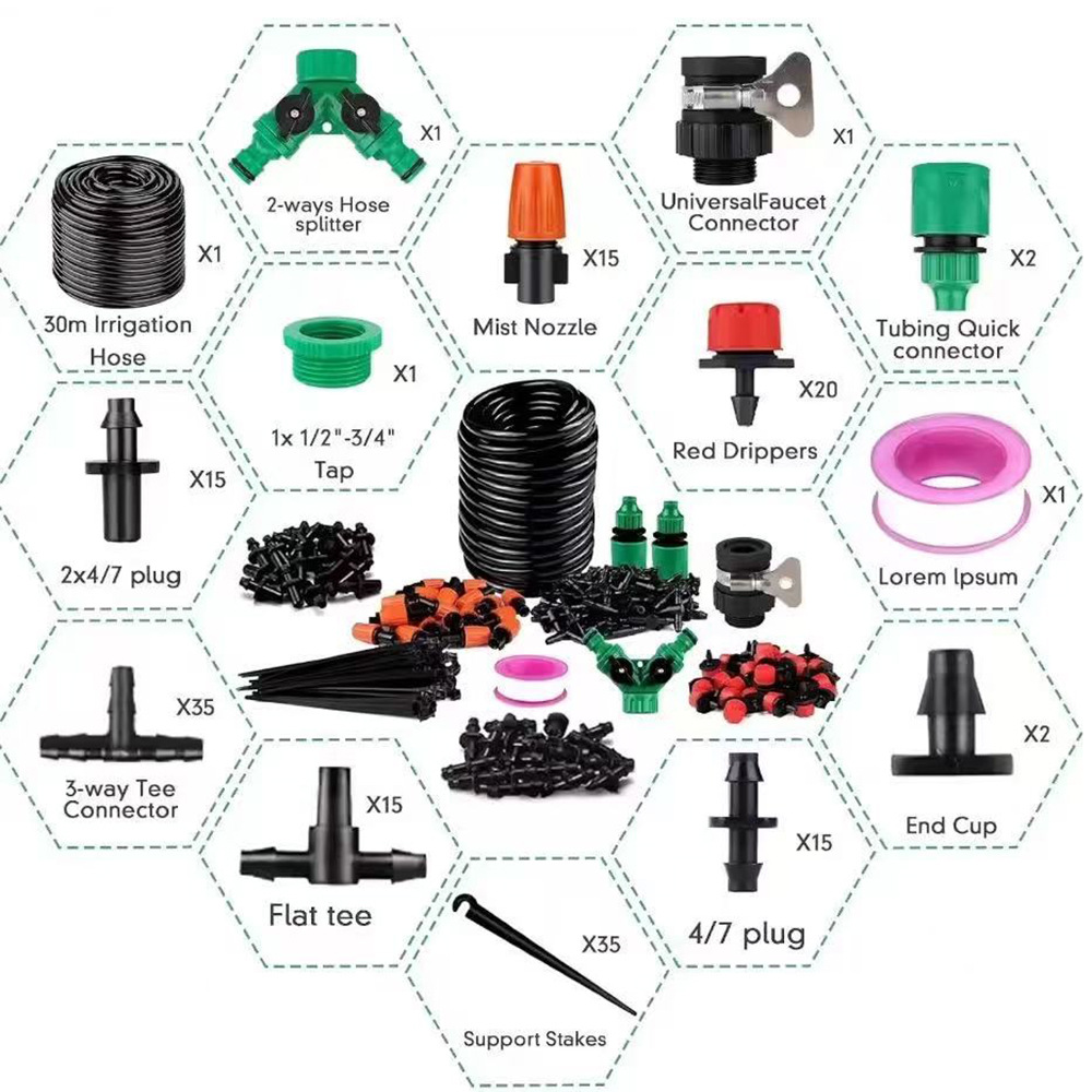20 juegos de atomización de rociadores automáticos de patio, rociadores de riego ajustables, riego automático, sistema de riego por goteo