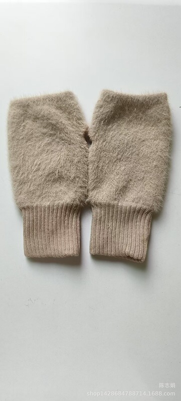 新製品厚みのあるミンクぬいぐるみ指なし手袋秋と冬暖かい手袋学生ハーフフィンガー手袋|undefined