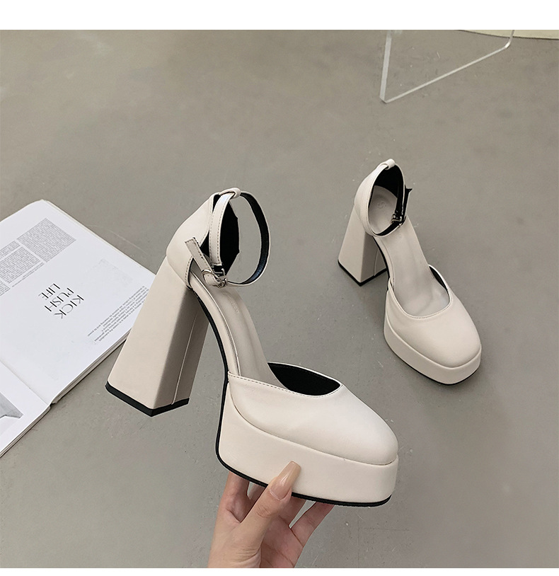 White French style high-heeled shoes for women spring 2023, new shallow cut square toe fashionable and high-end sandals_voghion.com
