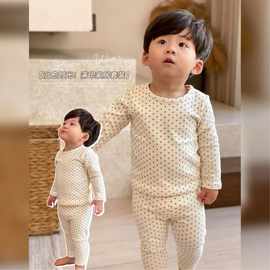 2022韩版磨毛保暖套装男女婴儿秋冬软糯打底家居服宝宝分体睡衣
