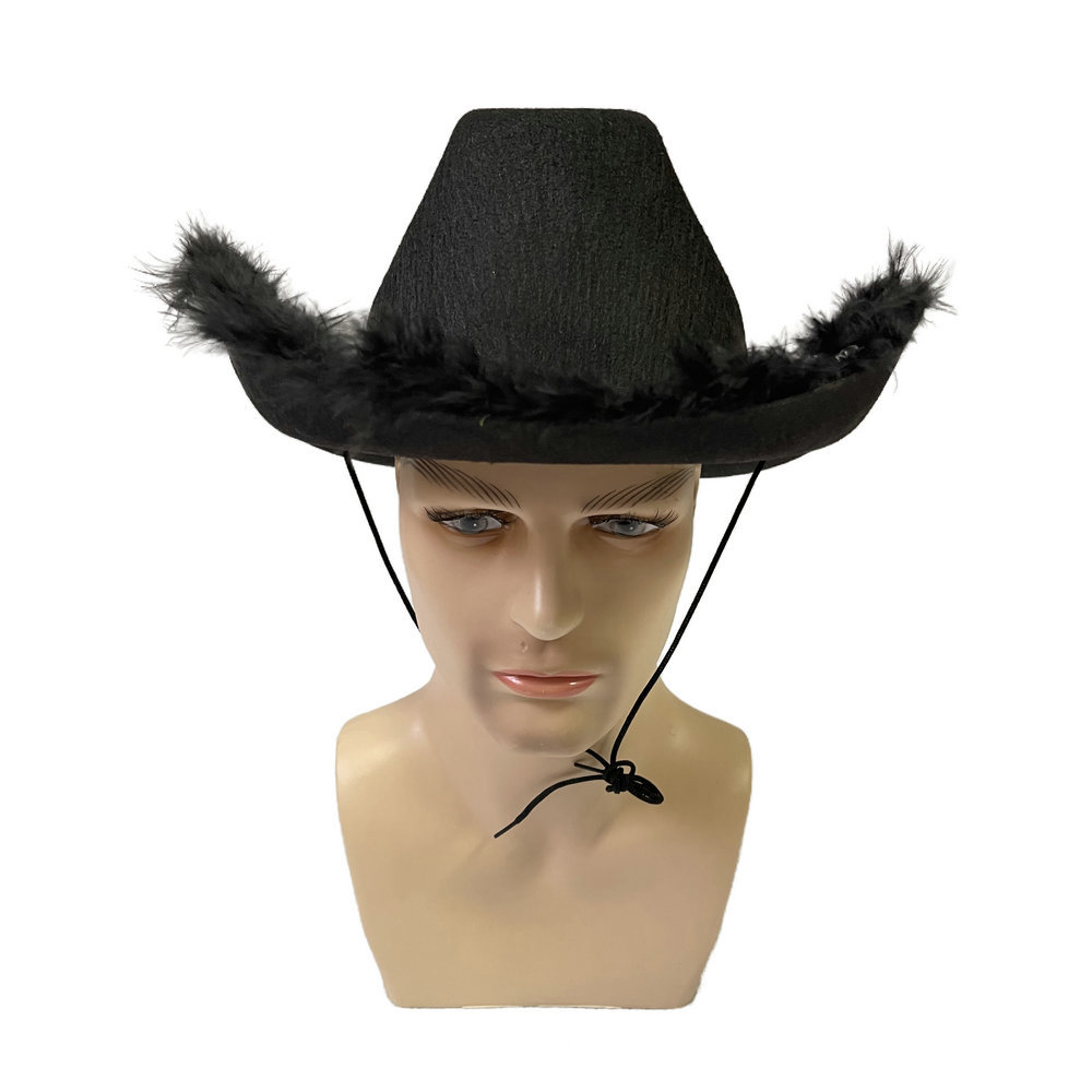 Sombrero vaquero blanco con plumas — estilo oeste, no tejido, ideal para fiestas, escenarios o despedidas de soltero