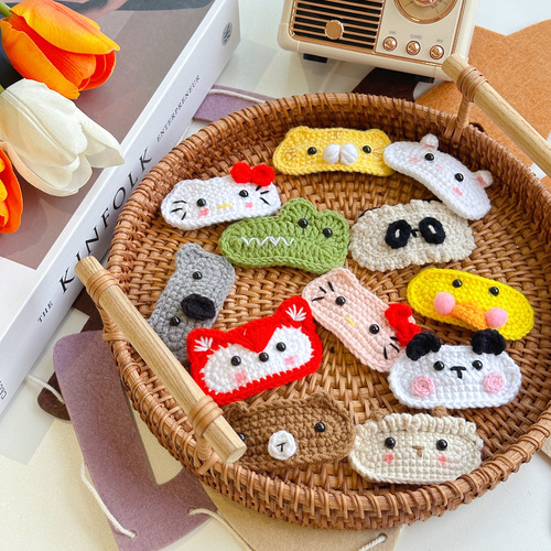 Cartoon style wool braided children's hairpin hair accessories cute animal baby girl autumn and winter BB clip head accessories wholesale