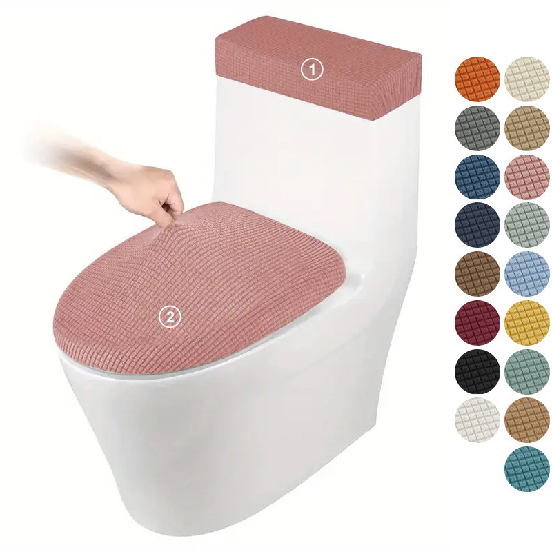 Verdickte Toilettensitzbezug aus Maisseide mit Jacquardmuster, Wassertankabdeckung, Hotel- und Hausbedarf, universelle elastische Toilettendeckelbezug