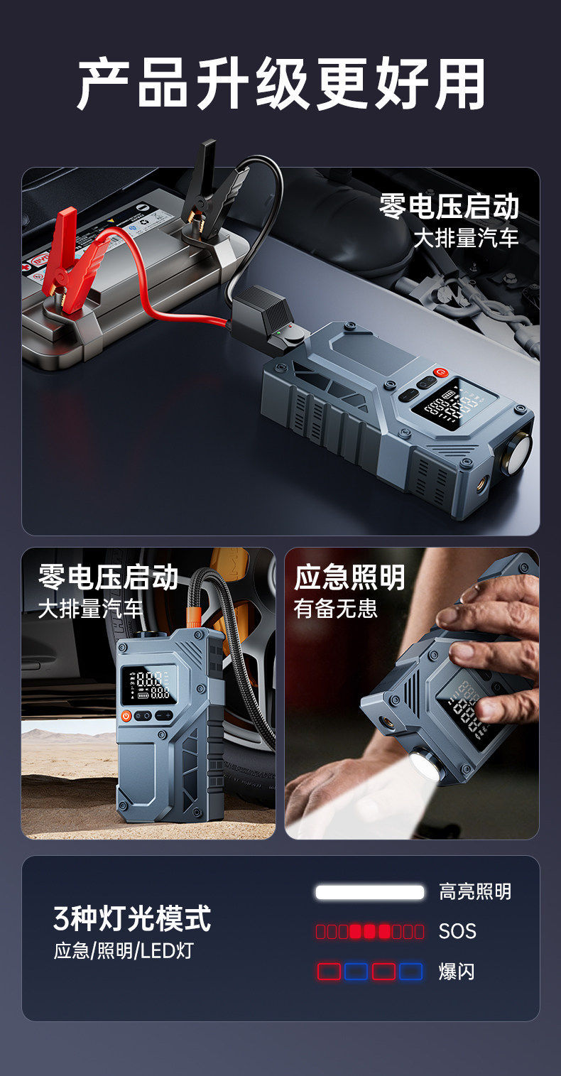 Car Air Pump, Electric Air Pump, Car Emergency Starting Power Supply All-In-One Device, Battery Booster, Battery Manufacturer Wholesale
