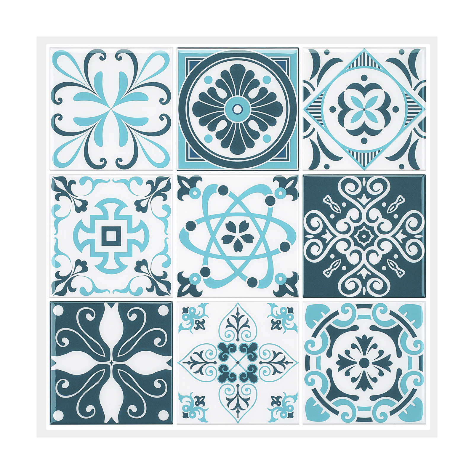 MT1108 바로크 스타일 12 인치 타일 스티커-블루