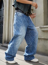 H 76553 Retro Lightning Print Jeans ������ţ�п� �羳ŷ����