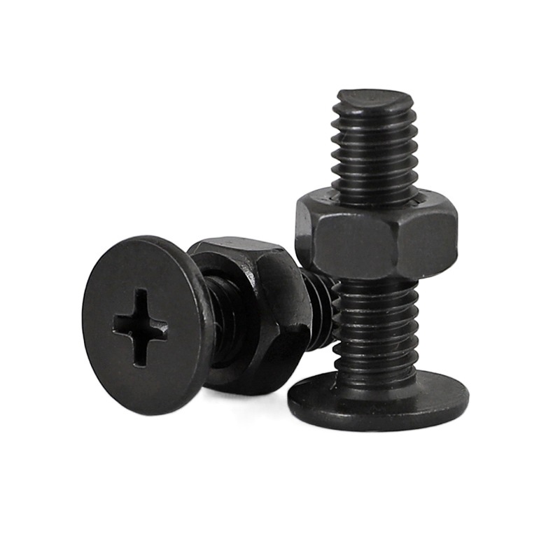 검정색 304 스테인레스 스틸 얇은 머리 십자 나사 너트 조합 CM 플랫 헤드 나사 짧은 머리 볼트 너트 CHUNFENG