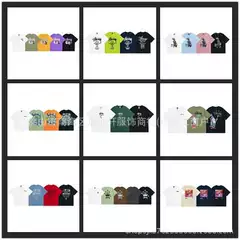 Spring and summer 2024 new tide brand stu classic parade printed letters for men and women with short sleeves a generation of hair