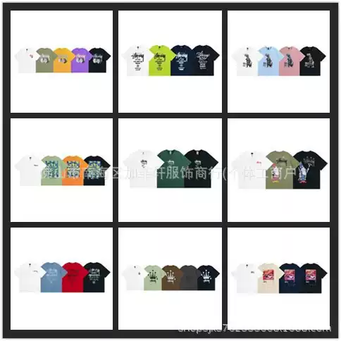 Spring and summer 2024 new tide brand stu classic parade printed letters for men and women with short sleeves a generation of hair