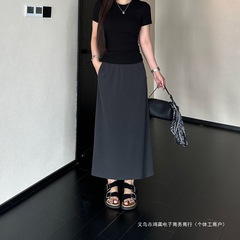 跨境2025新款春夏季百搭高腰遮胯垂感显瘦半身裙其它迷你裙波浪御
