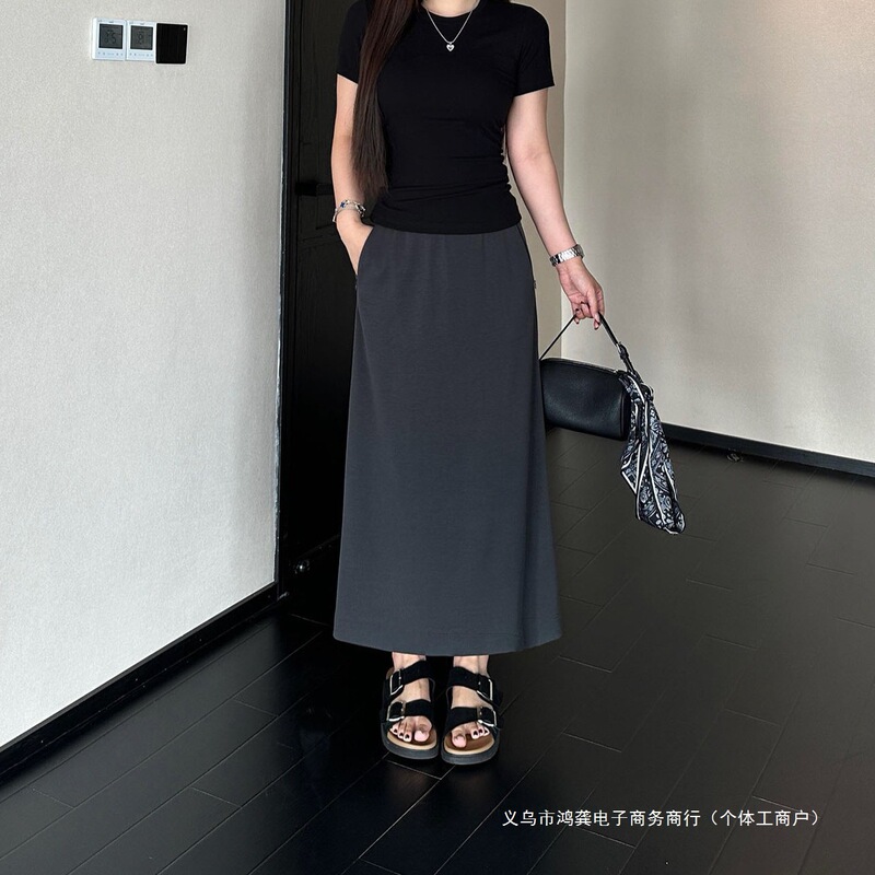 跨境2025新款春夏季百搭高腰遮胯垂感显瘦半身裙其它迷你裙波浪御|undefined