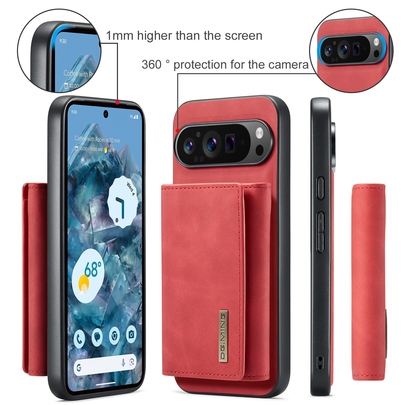 M1 per Google Pixel 9 Custodia a portafoglio magnetica Pixel 9 Pro XL Custodia per telefono con magnete diviso_voghion.com