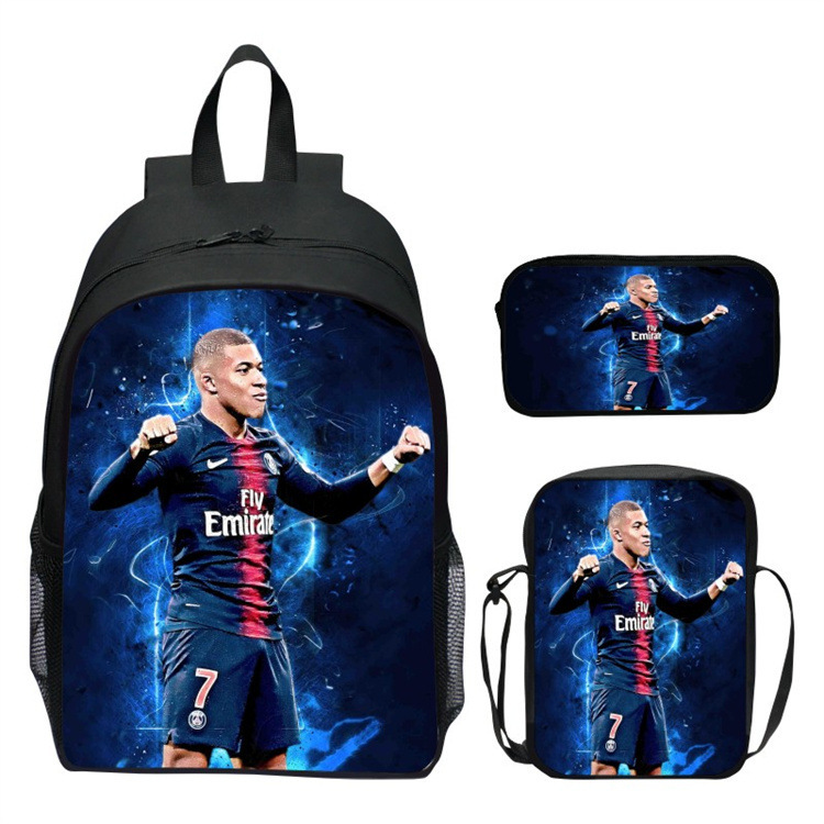 Football star Mbappe surrounding three-piece Children's schoolbag primary school backpack 3D kindergarten shoulder bag promotion