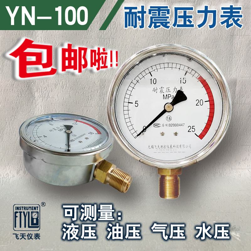 无锡飞天FTYLB直销YN100I 1.6MPa径向油压冲油液压抗振耐震压力表