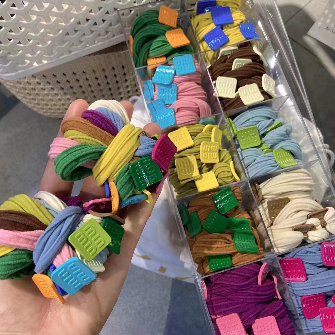 韓國東大門！秋季新款無痕毛巾發圈合金彩色字母頭扎髮飾女