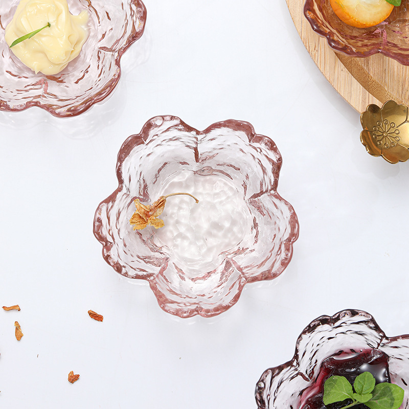 Japanese cherry blossom dish glass flavor dish pink petal dish condiment dish sauce dish small dish mini small bowl dipping dish