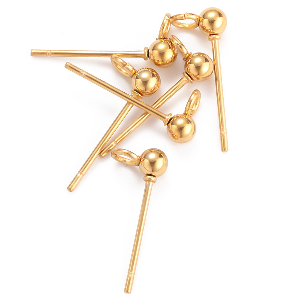 DIY Jewelry Accessories Classification 50 PCS/Package Quantity 50 PCS/Package Diameter 3mm Diameter 4mm Diameter 5mm 304 Stainless Steel Solid Color Earring Findings