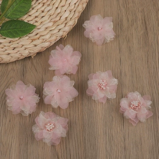 5cm源头厂家欧根纱立体布艺芙蓉纱花 假花diy手工头饰发夹服饰花