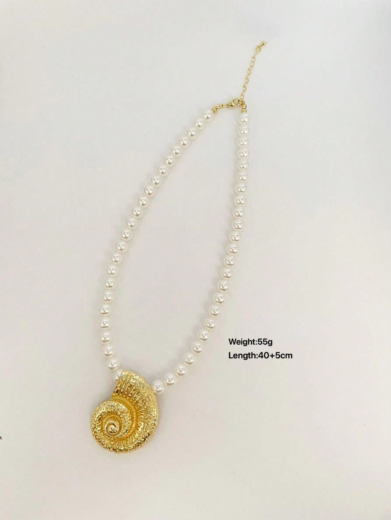 Imitation Pearl, Alloy Material Starfish, Conch Pattern Women's Gender Beaded Design Marine Style Simple Style Starfish Conch Imitation Pearl Alloy Wholesale Pendant Necklace
