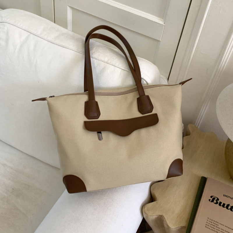 Cross-Border = College Student Document Bag, Simple Style, Academy Japanese and Korean Fashion, Large Capacity Tote Bag, Canvas Handbag, Shoulder Bag