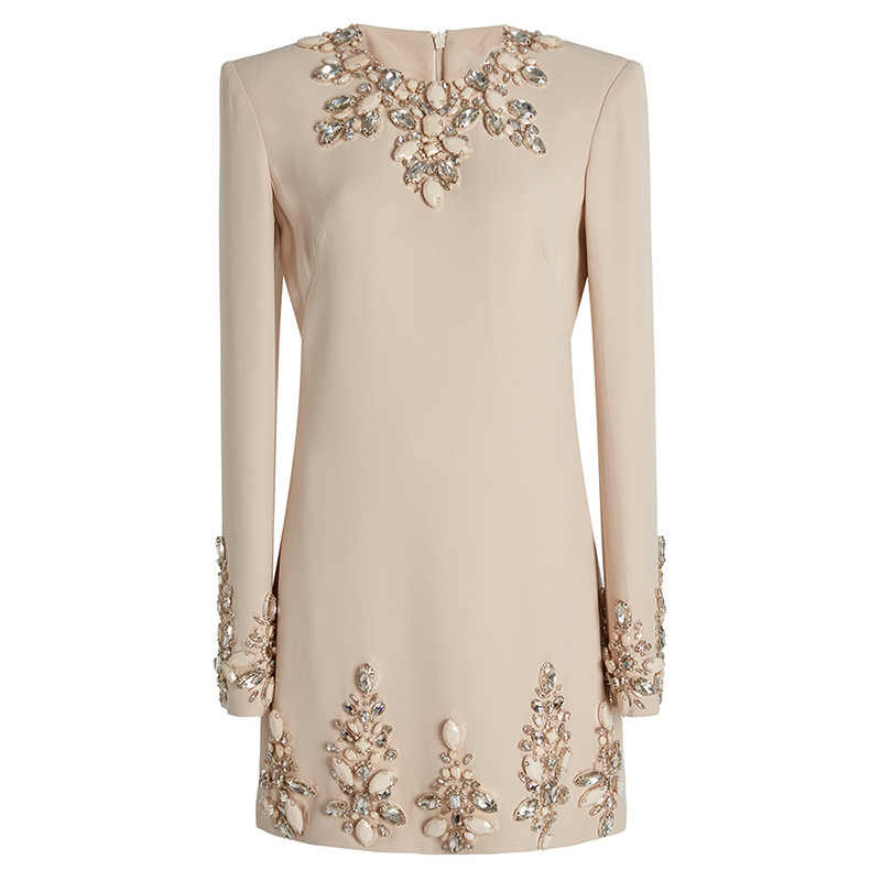 High Street Fashion 2026 Designer New Model Elegant Socialite Style Heavy Beading and Rhinestone Long-Sleeve Dress Cocktail Dress High Street Fashion 2026 Designer New Model Elegant Socialite Style Heavy Beading and Rhinestone Long-Sleeve Dress Cocktail Dress