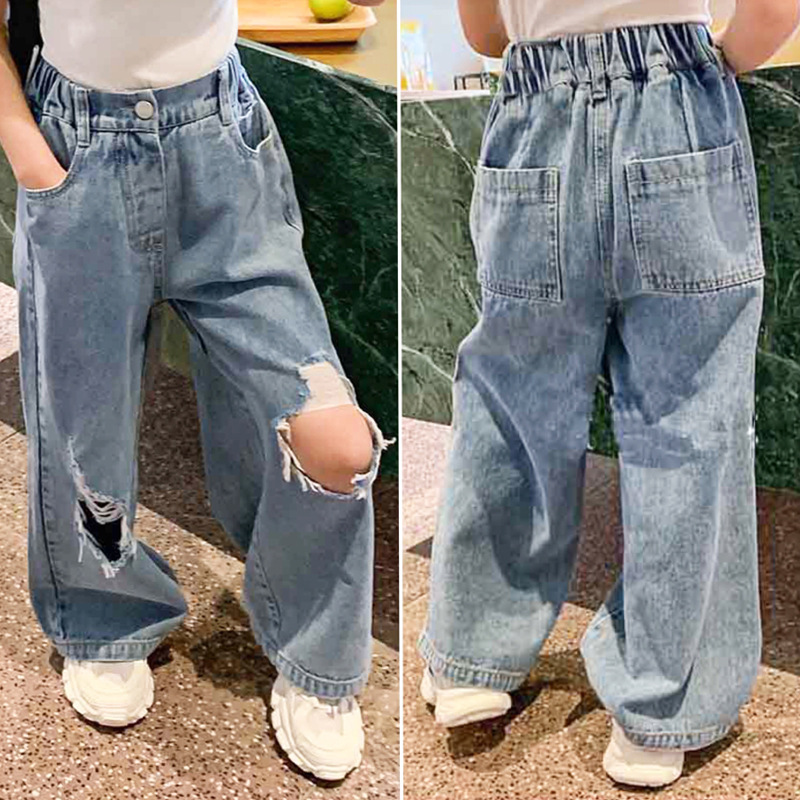 Children's fashion ripped jeans women's...