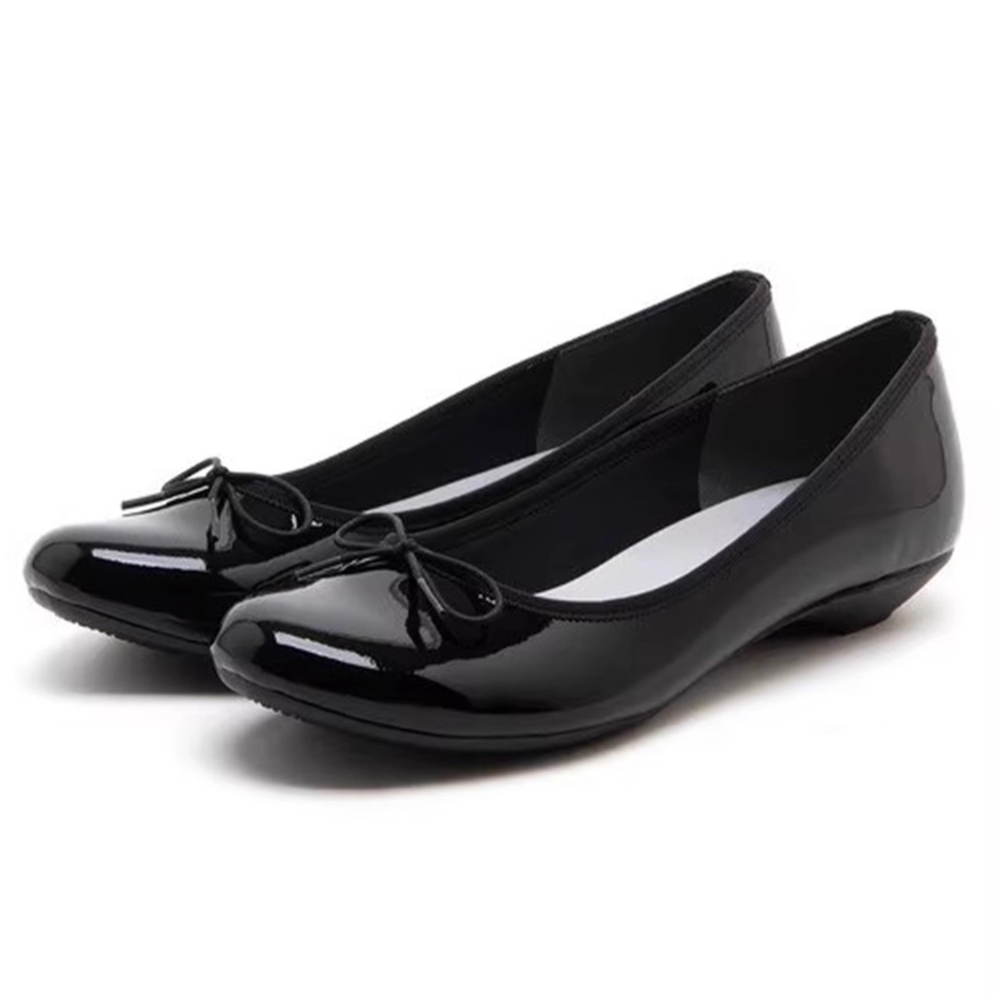 Ready Stock Shipped in Seconds! Raspberry Beibei Same Style Black Eggplant Shoes Women's Bow Flats Women's Shallow Mouth Flats Ballet Shoes