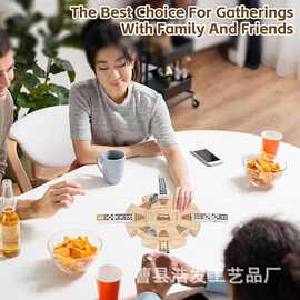 跨境木质轮毂墨西哥火车多米诺骨牌架家庭游戏多米诺骨牌支架轮毂