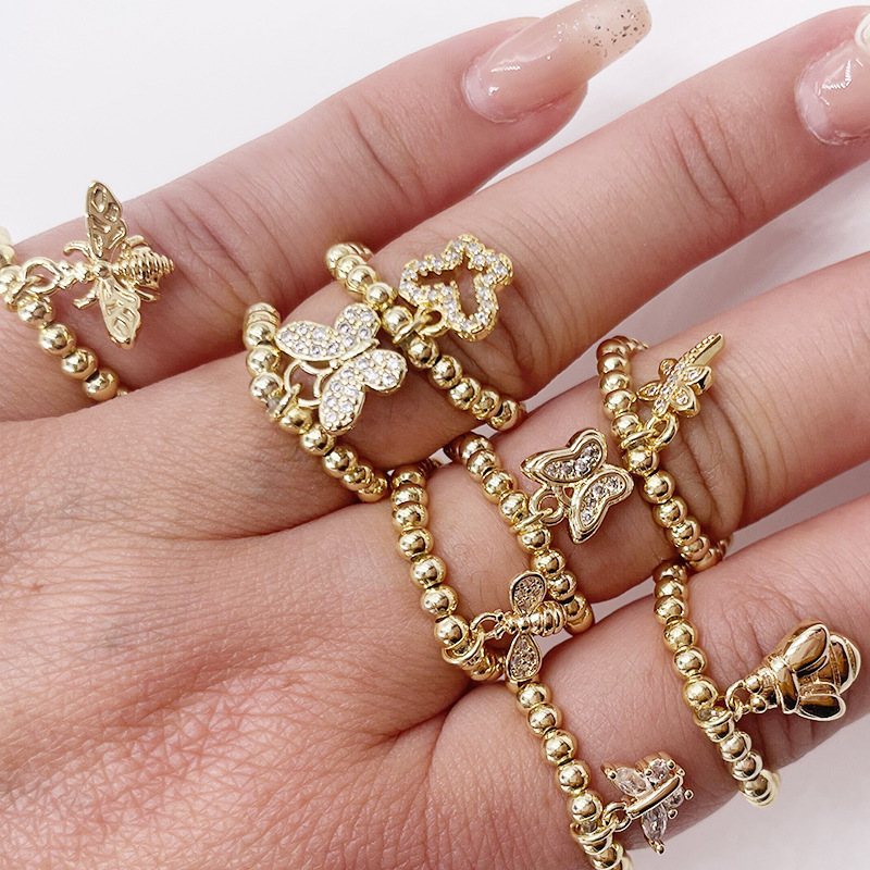 Fashion Butterfly Copper Plating Inlay Zircon Rings 1 Piece