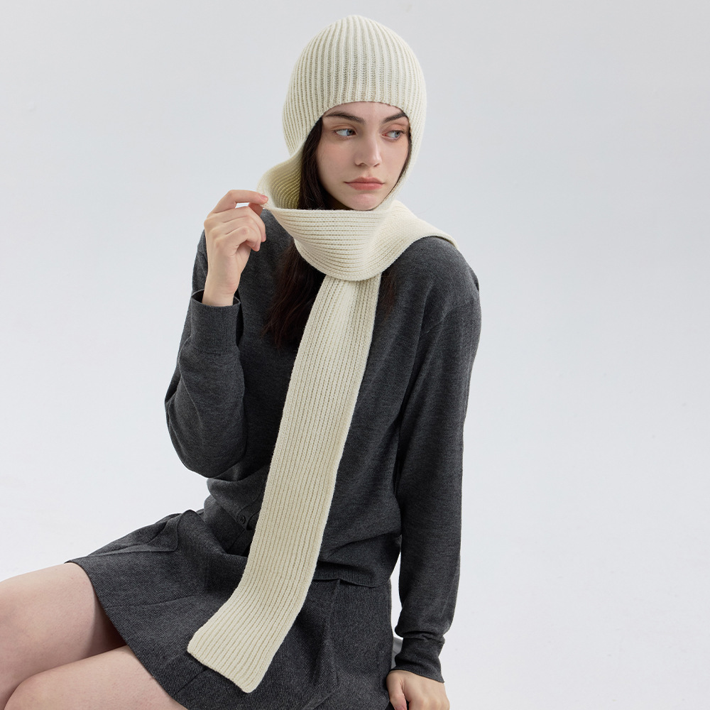 El comercio exterior transfronterizo sensación de atmósfera cálida color sólido de punto bufandas con sombrero bufandas de cuello de una mujer bufandas de lana de otoño y invierno image 16