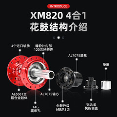 NamLio Mountain Bike Hub with 6 Spokes, 3-Speed, 180 Clicks, 6-Pin Disc Brakes, Rear Hub, Quick Release Axle