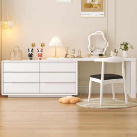 实木梳妆台斗柜组合一体家用转角书桌现代简约卧室收纳储物化妆桌
