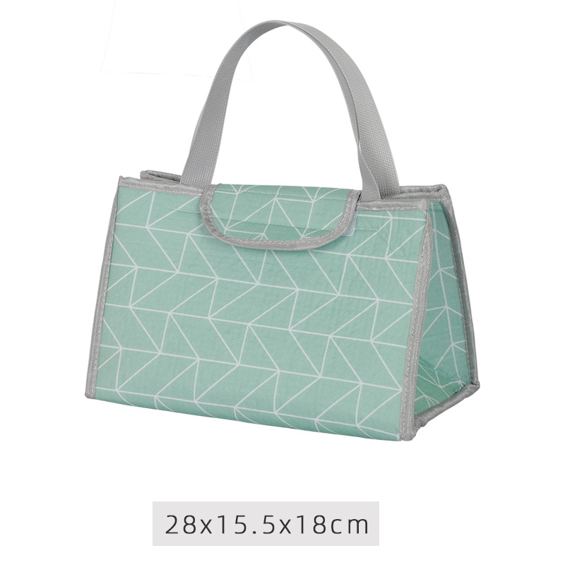 Chuangde bolsa de papel de aluminio portátil a rayas con arroz bolsa de lona de transporte de mano caja de almuerzo engrosada bolsa de aislamiento caja de almuerzo Bento estudiante