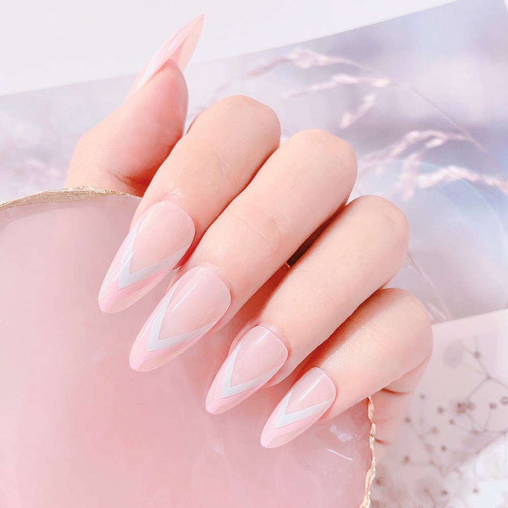 Nuevos productos europeos y estadounidenses de desgaste de uñas de uñas para adultos de estilo francés de uñas falsas de desgaste de uñas de ballet de uñas