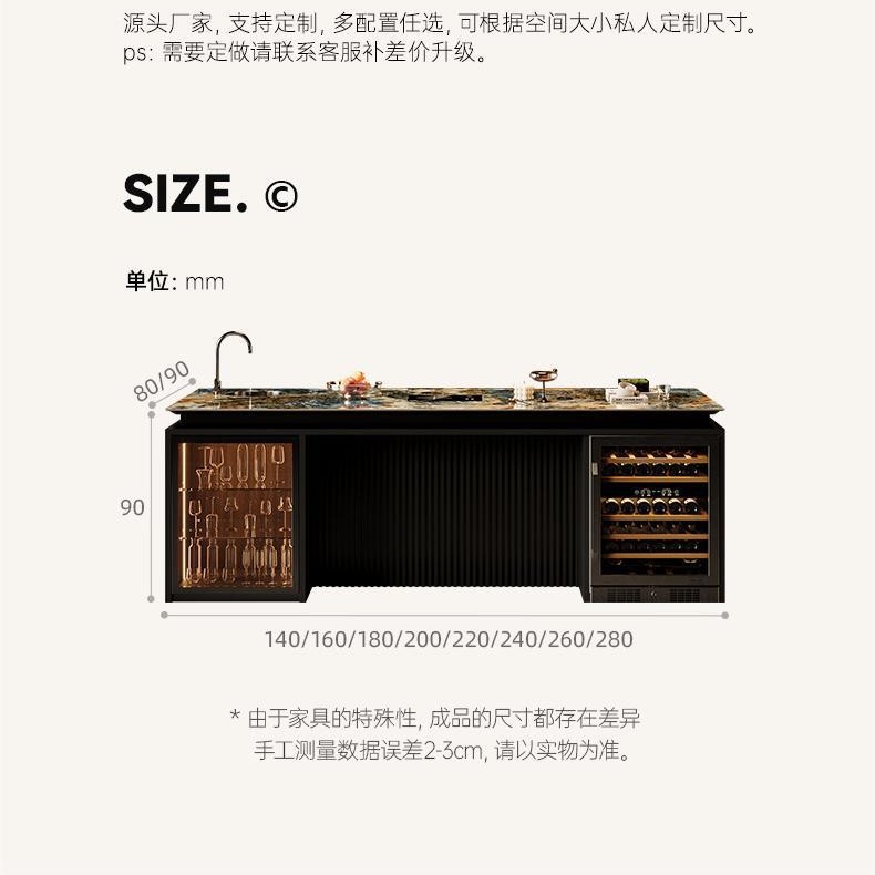 Barra de lujo ligera de estilo italiano, sentido de alta gama, mesa de comedor, cocina abierta para el hogar, mesa de isla de roca de alta gama