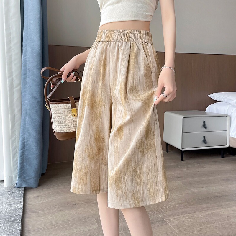Ice Silk Quick-Dry Cropped Pants for Women, Summer Thin Wide-Leg Mid-Length Pants, Tie-Dye High-Waisted Casual Straight Pants Ice Silk Quick-Dry Cropped Pants for Women, Summer Thin Wide-Leg Mid-Length Pants, Tie-Dye High-Waisted Casual Straight Pants