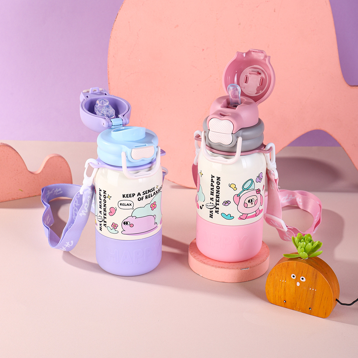 Gourde isotherme portable double usage en acier inoxydable 316 de haute qualité, idéale pour les enfants et les étudiants._voghion.com