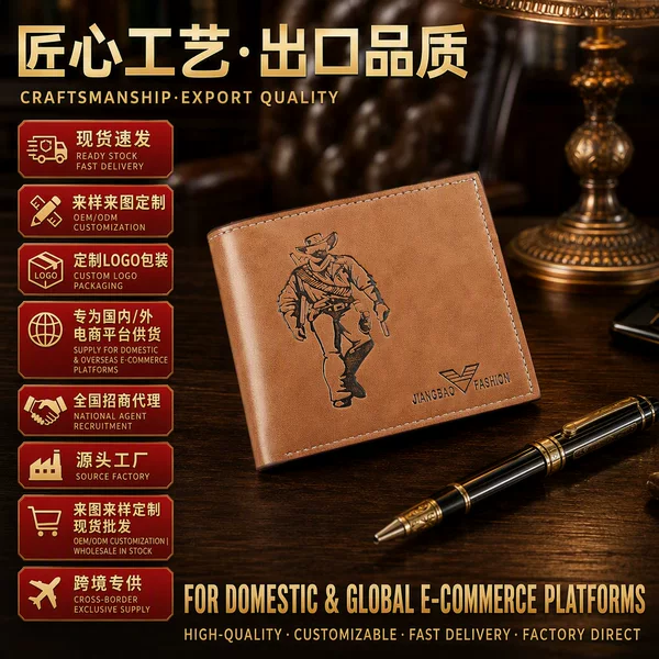 JIANGBAO factory direct supply new men's wallet multi-card fashion business horizontal wallet in stock wholesale
