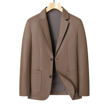 2025羽绒服商务休闲皮衣西服男高端白领行政西装结婚伴郎团厚外套