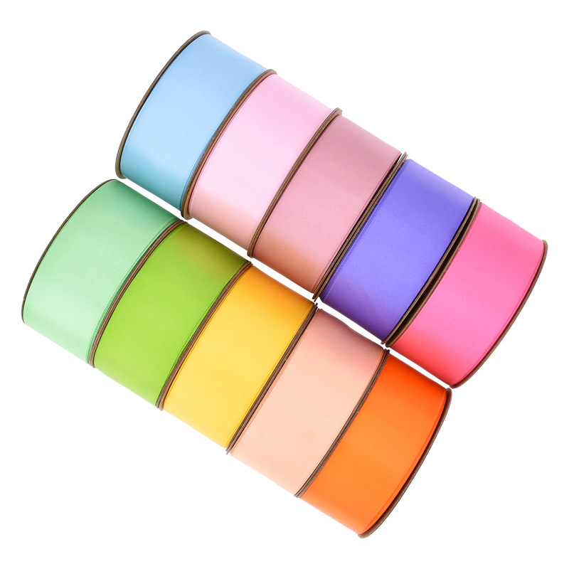 Transfronterizo 3.8 doble cara mate cifrado poliéster cinta de regalo embalaje de flores cinta de seda vestido de boda decoración cinta forjada 25m