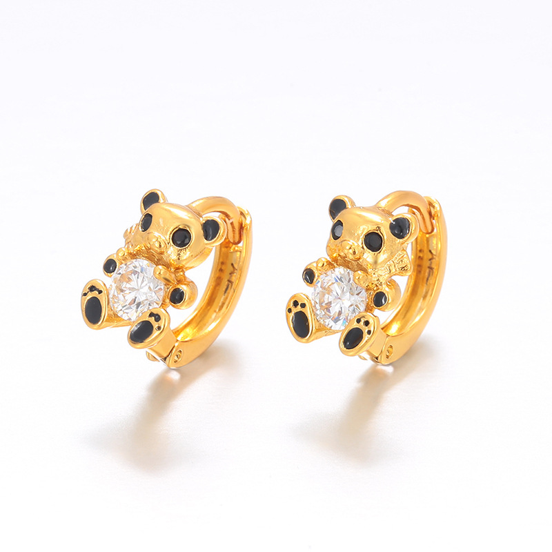 Xuping encantador oso estilo retro geometría de aleación de cobre incrustado pendientes de gemas artificiales pendientes para mujeres