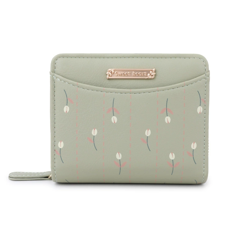 Card Holder Small Wallet Organizer Bag, Floral Pattern, Compact 11×3×9 cm