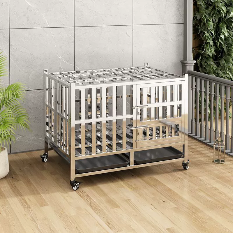 Клетка для собак из нержавеющей стали для маленьких, средних и крупных собак с туалетом для дома, внутри и снаружи, съемная, утолщенная клетка для питомцев