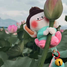 新版云冈石窟佛小伴莲花小佛文创纪念品钥匙扣玩偶毛绒挂件公仔萌