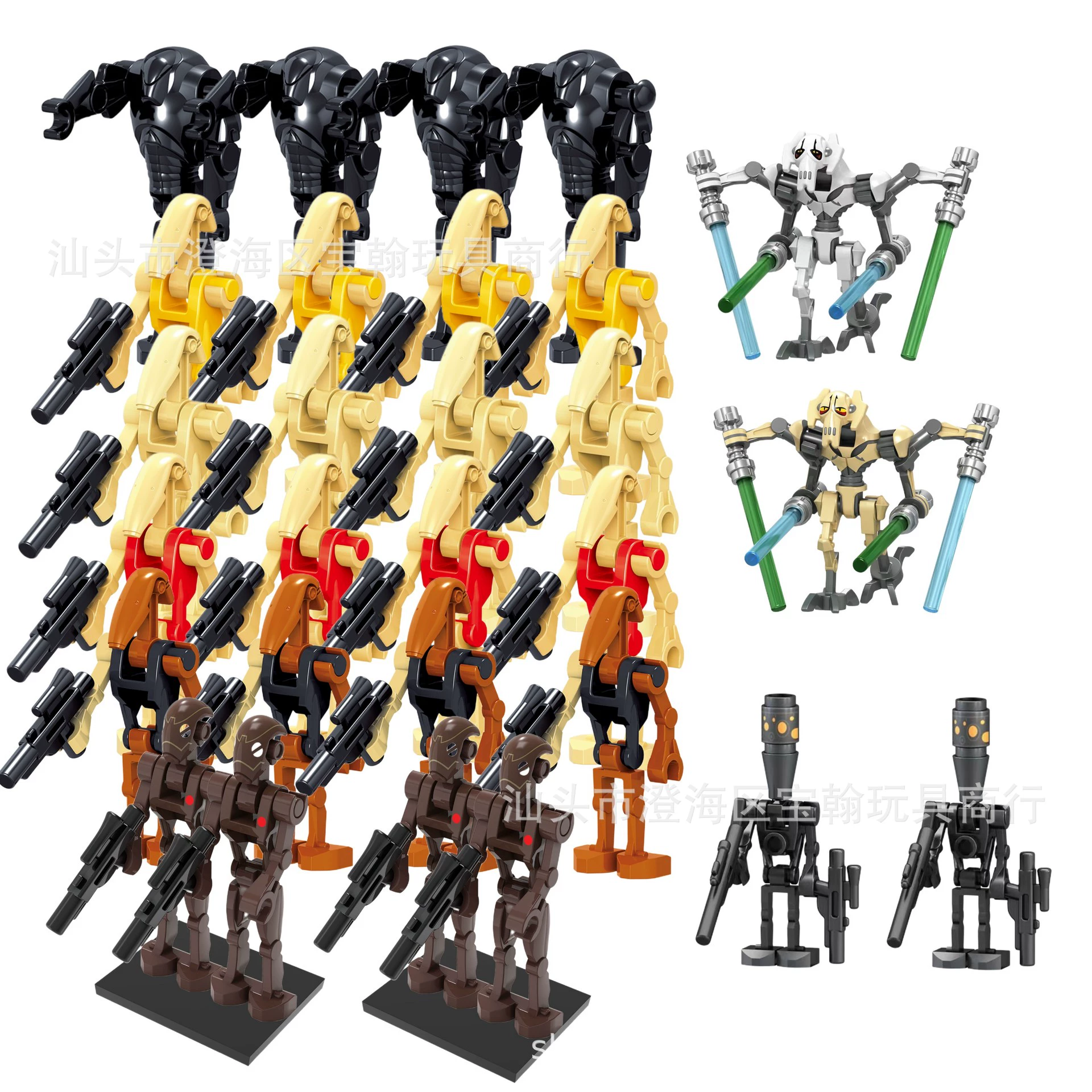 Minifigure set — assorted robot & soldier figures, mixed packs 8–120 pcs, combinable
