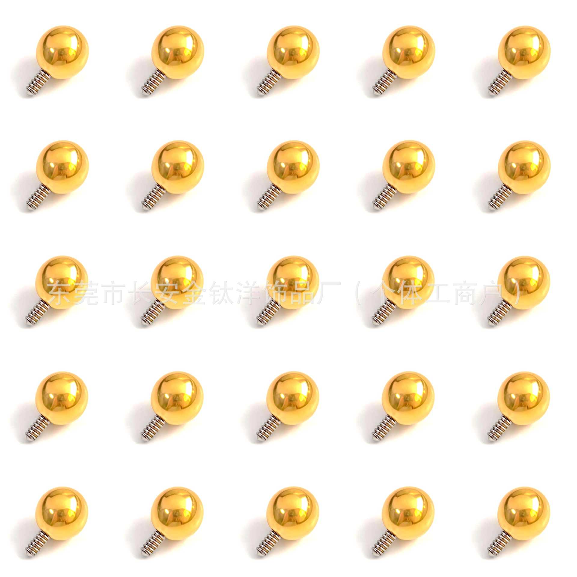 F136 Titanium 18K Gold-Plated Ball Replacement for Internally Threaded Piercing Jewelry - 5mm x 1.2mm Thread detail image 8